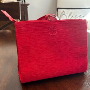 Giorgio Armani Beauty Bag~ in a gorgeous red textured cloth material with logo